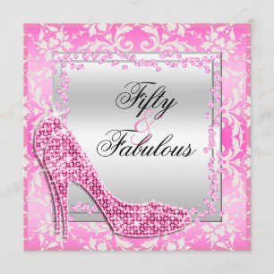 Glitzy Stiletto's, Diamonds & Damask Fabulous 50 Kaart