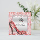 Glitzy Stilettos, Diamonds & Damask Fabulous 50 Kaart (Staand voorkant)