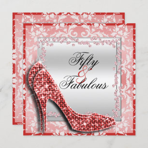 Glitzy Stilettos, Diamonds & Damask Fabulous 50 Kaart