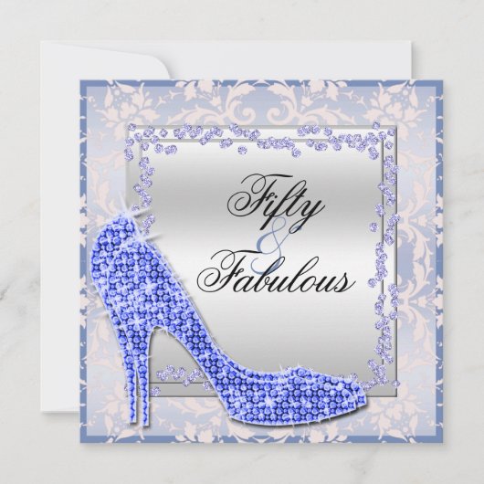 Glitzy Stilettos, Diamonds & Damask Fabulous 50 Kaart (Voorkant)