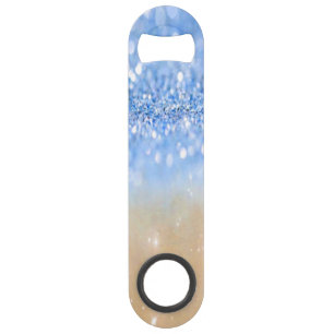 Glitzy Trendy Sparkle Blue en Gold Girly Glitter. Speed Flessenopener