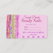 Glitzy Waterverf Roze Paars Gold Nail Salon Visitekaartje (Voorkant)