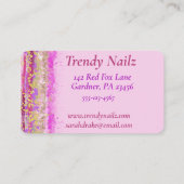 Glitzy Waterverf Roze Paars Gold Nail Salon Visitekaartje (Achterkant)