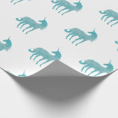 Glitzy White Aqua Sparkle Unicorn Cadeaupapier (Hoek)