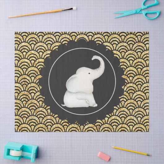 Glitzy white elephant tissuepapier (Craft)