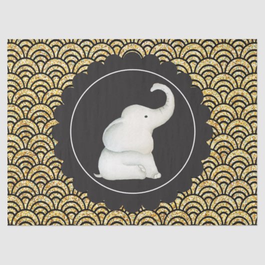 Glitzy white elephant tissuepapier (Voorkant)