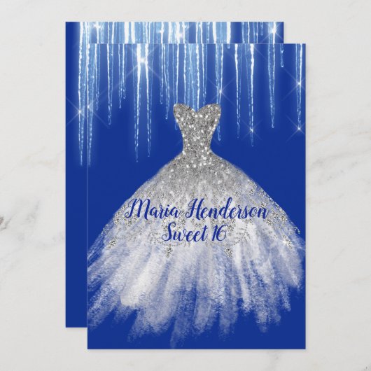 Glitzy Winter Gewonnen 16 Birthday Uitnodiging (Voorkant / Achterkant)