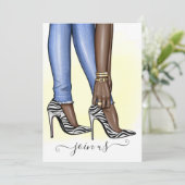 Glitzy Zebra Fashionista Bachelorette Party Kaart (Staand voorkant)