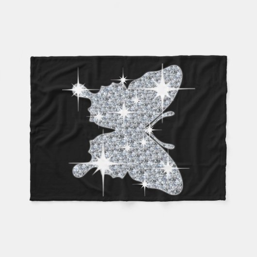 Glitzy zilverspargel diamantvlinder fleece deken (Voorkant (Horizontaal))