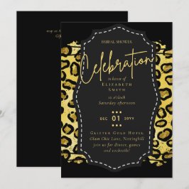 Glitzy Zwart Goud Vrijgezellenfeest Thema Uitnodig Kaart