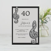 Glitzy Zwart Muzieknoten Verjaardag Kaart (Staand voorkant)