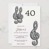 Glitzy Zwart Muzieknoten Verjaardag Kaart (Voorkant)