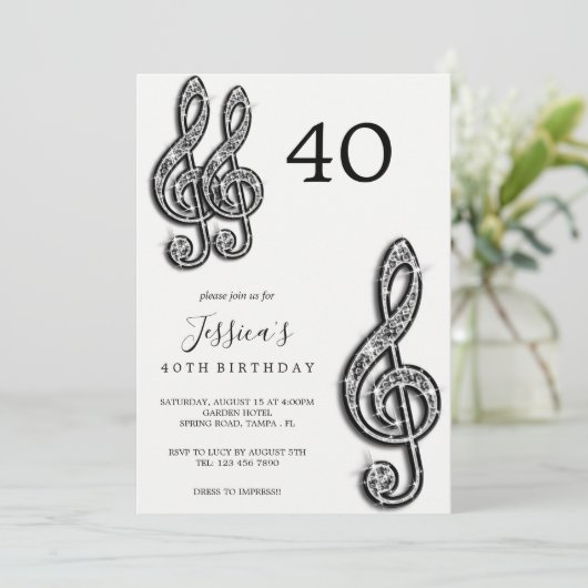 Glitzy Zwart Muzieknoten Verjaardag Kaart (Staand voorkant)