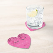 Glitzy Zwart Wimpers Roze Marmer Glitter Kartonnen Onderzetters (Insitu)