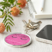 Glitzy Zwart Wimpers Roze Marmer Glitter Sleutelhanger (Zijkant)