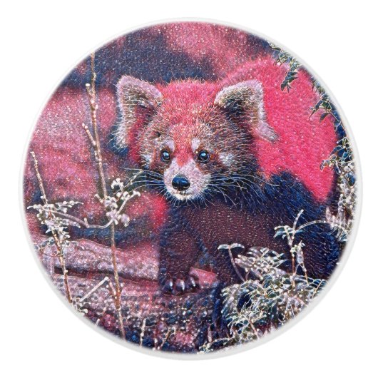 GlitzyAnimal_RedPanda_005 Keramische Knop (Voorkant)
