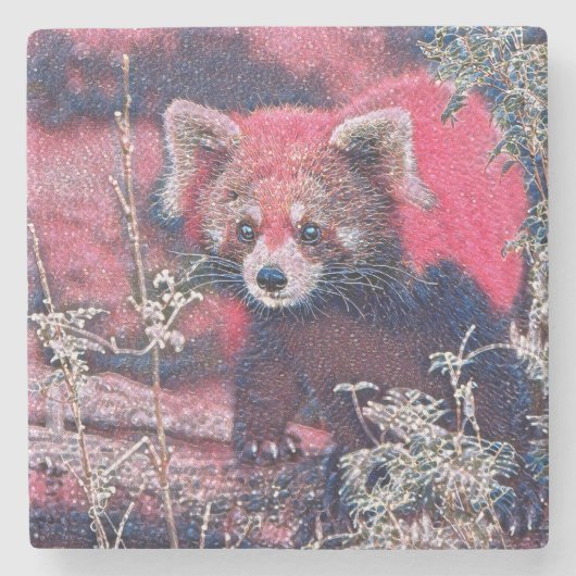 GlitzyAnimal_RedPanda_005 Stenen Onderzetter (Voorkant)