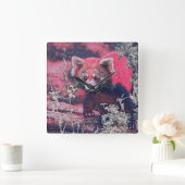 GlitzyAnimal_RedPanda_005 Vierkante Klok (Huis)