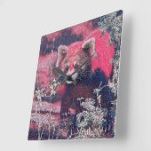 GlitzyAnimal_RedPanda_005 Vierkante Klok (Hoek)