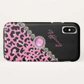 Glitzzy Pink Jaguar Print Case-Mate iPhone Case (Achterkant (horizontaal))