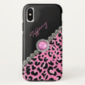 Glitzzy Pink Jaguar Print Case-Mate iPhone Case (Achterkant)