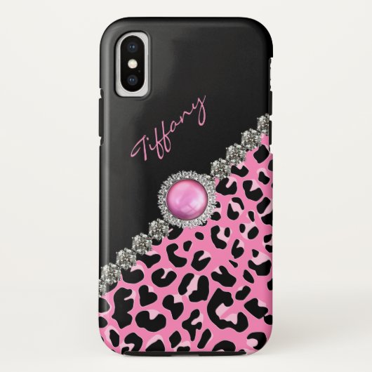 Glitzzy Pink Jaguar Print Case-Mate iPhone Case (Achterkant)