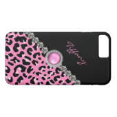 Glitzzy Pink Jaguar Print iPhone 7 Plus Hoesje (Achterkant (Horizontaal))