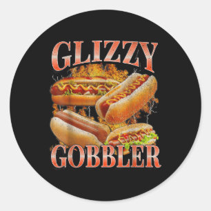 Glizzy Gobbler Grappige Wiener Hotdog Meme Bootleg Ronde Sticker