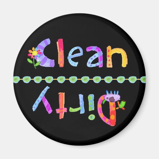 Glo Kinder Clean Dirty Vaatwasser Magnet (Voorkant)