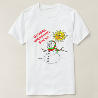 Gloabal Warming Sucks Melding Snowman T-shirt