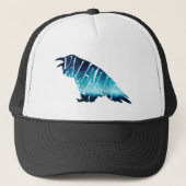 Glóandi Bláu Raven Valhalla Trucker Pet (Voorkant)