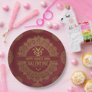 Globaal Luxe Gelukkig Valentijnsdag: Rood & Goud A Papieren Bordje