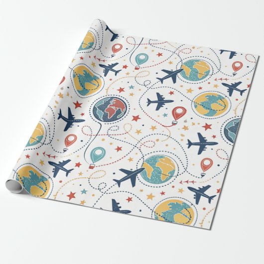 Globaal reisvliegpatroon (1) cadeaupapier (Uitgerold)