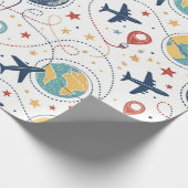 Globaal reisvliegpatroon (1) cadeaupapier (Hoek)