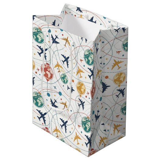 Globaal reisvliegpatroon (2) medium cadeauzakje (Voorkant Gekanteld)