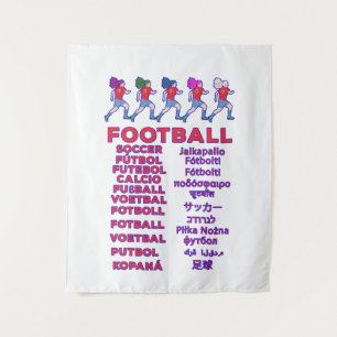 Globaal Vrouwenvoetbal Meertalige Namen Sportfan Wandkleed