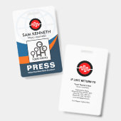 Global Blue Curvating Waves Press Photo Template Badge (Voor- en achterkant)