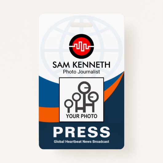 Global Blue Curvating Waves Press Photo Template Badge (Voorkant)