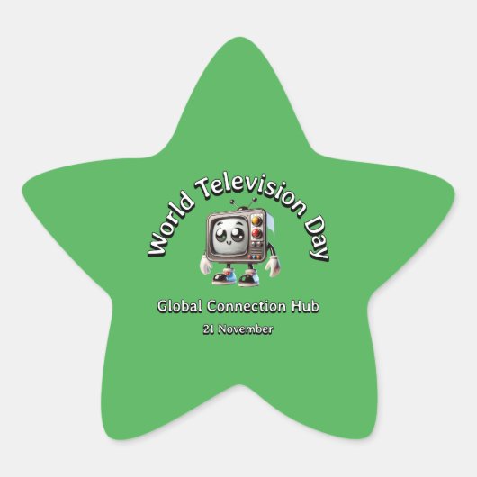 Global Connection Hub. Wereldtelevisiedag. Ster Sticker (Voorkant)