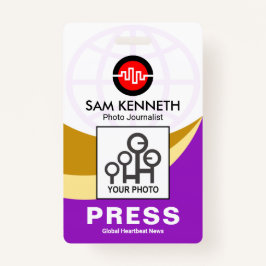 Global Curvatings Waves Press Photo Template ID Badge