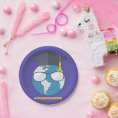 Global Education Graduation Cap Earth Smart Planet Papieren Bordje (Feest)