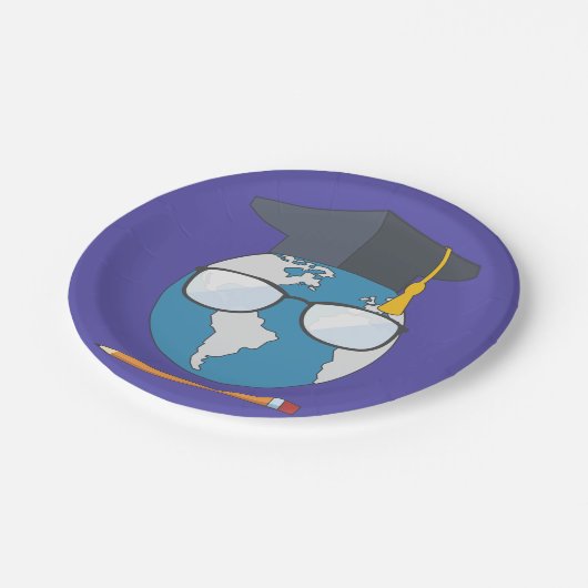 Global Education Graduation Cap Earth Smart Planet Papieren Bordje (Gekanteld)