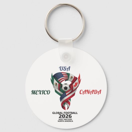 Global Football 2026 Keychain| Mexico USA Canada  Sleutelhanger (Voorkant)