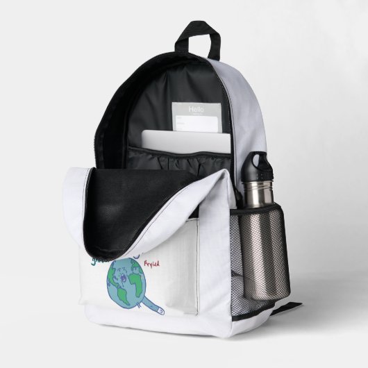 Global Fried by Jaime Bedrukte Rugzak (Achterkan Hoek Rechts (Open))