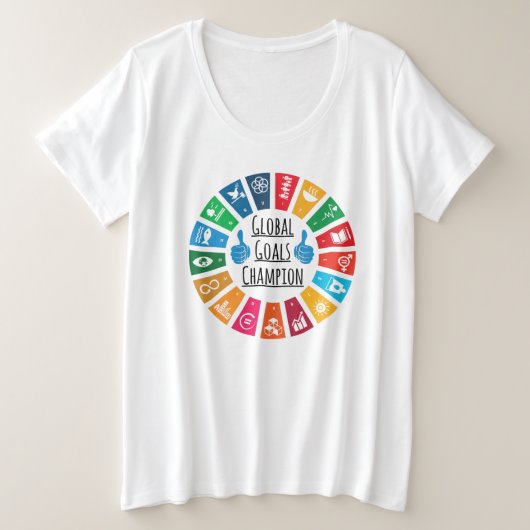Global Goals Champion United Nations SDGs 2030 Grote Maat T-shirt (Design voorkant)