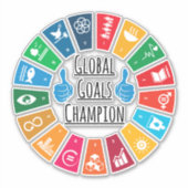Global Goals Champion United Nations SDGs 2030 Sticker (Voorkant)