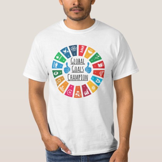Global Goals Champion United Nations SDGs 2030 T-shirt (Voorkant)