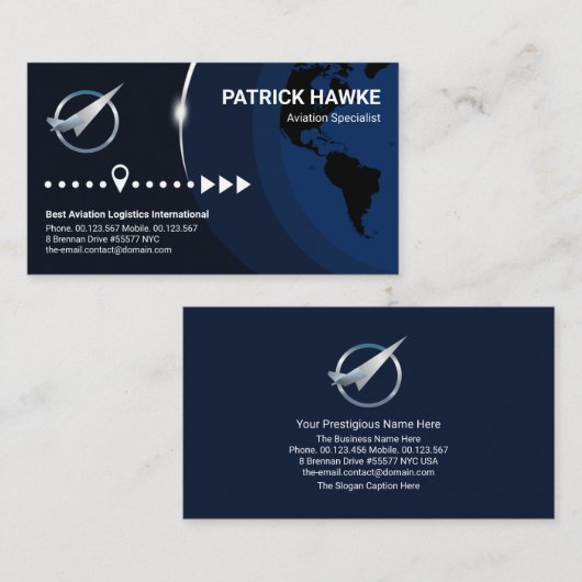 Global Layers Silver Sunlight Aviation Transport Visitekaartje (Voorkant / Achterkant)