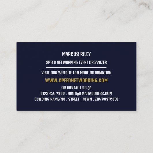 Global Networking Speed Networking Event Organizer Visitekaartje (Achterkant)