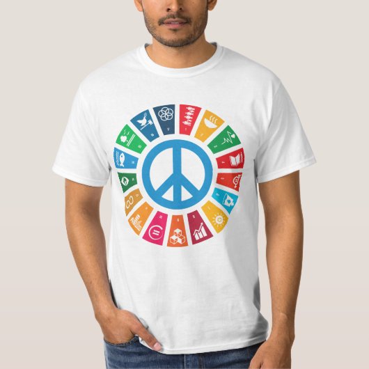 Global Peace Sustainability Goals Inspirerend T-shirt (Voorkant)